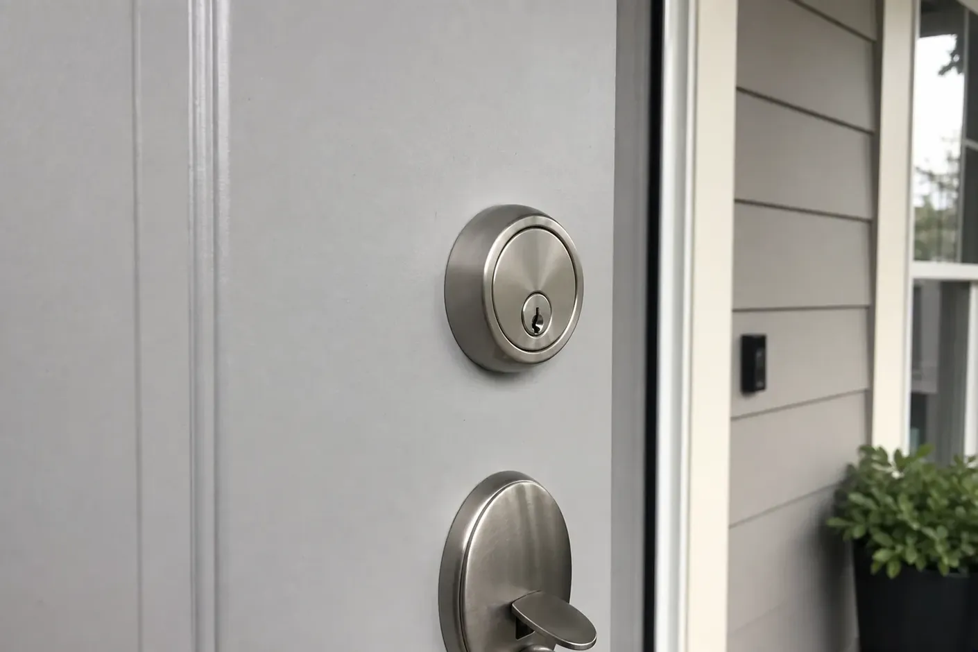 New deadbolt being installed in a front door, FL