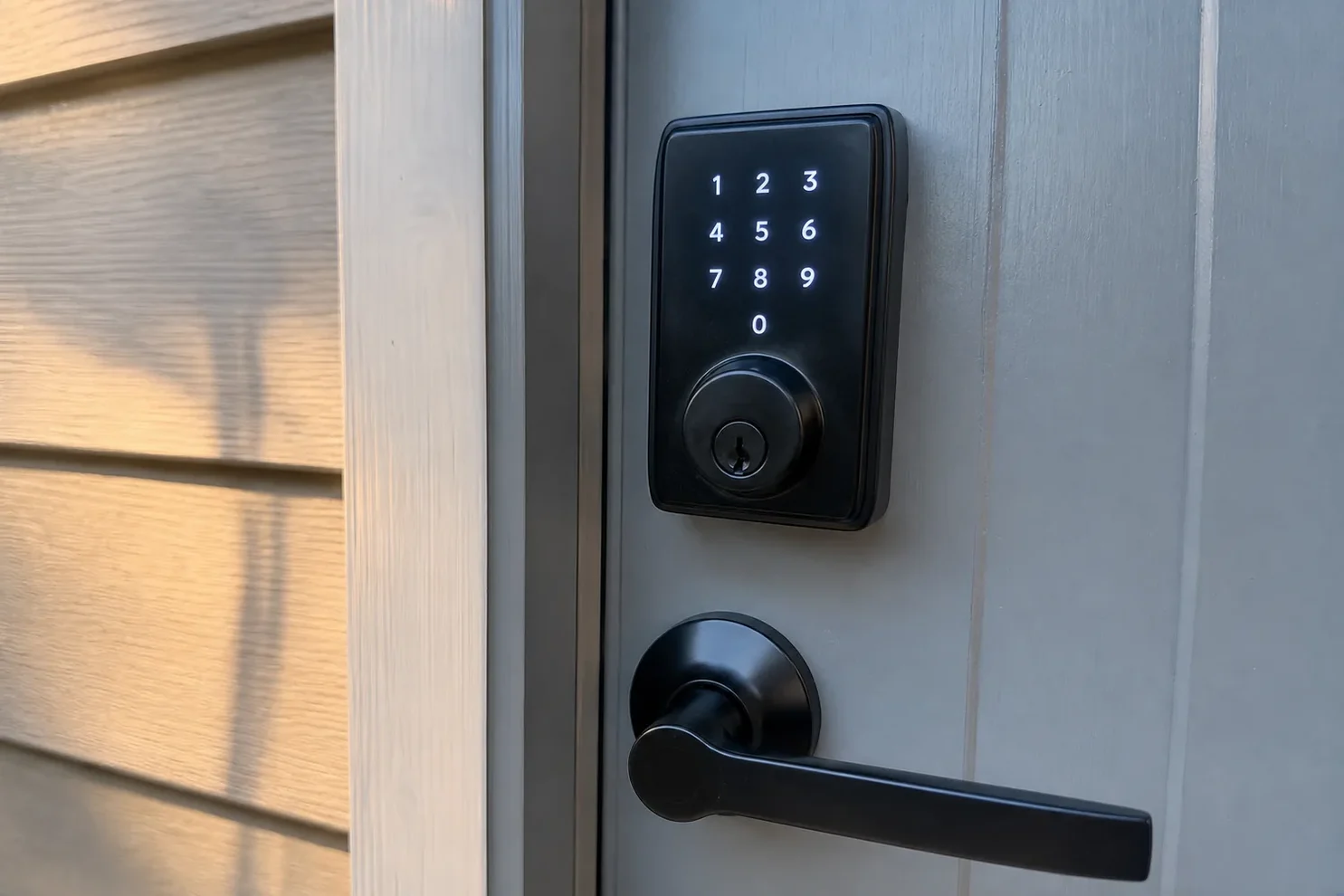 Keypad deadbolt installed on a front door, FL